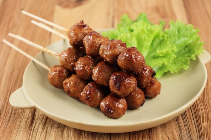 Bakso Bakar, Grilled Meatball in Skewer
