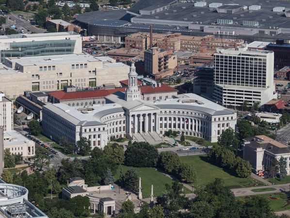 Aerial view of Denver Civic Center