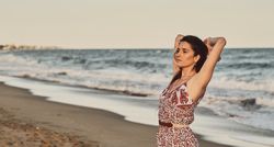 Woman with dress at the beach