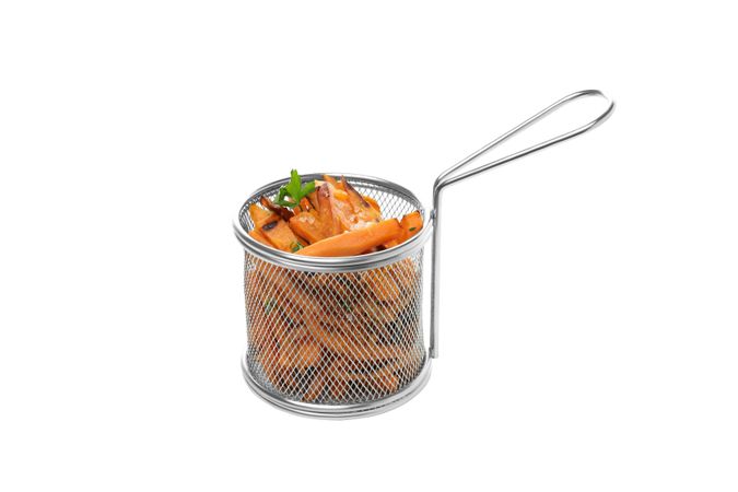 fried sweet potato in fritter, isolated on light background