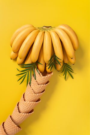 Banana in tree shape with ice cream cones, vertical