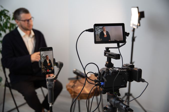 Camera Recording Blogger Interview