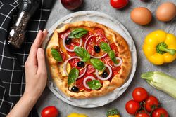 Concept of tasty food, Vegetable galette, top view