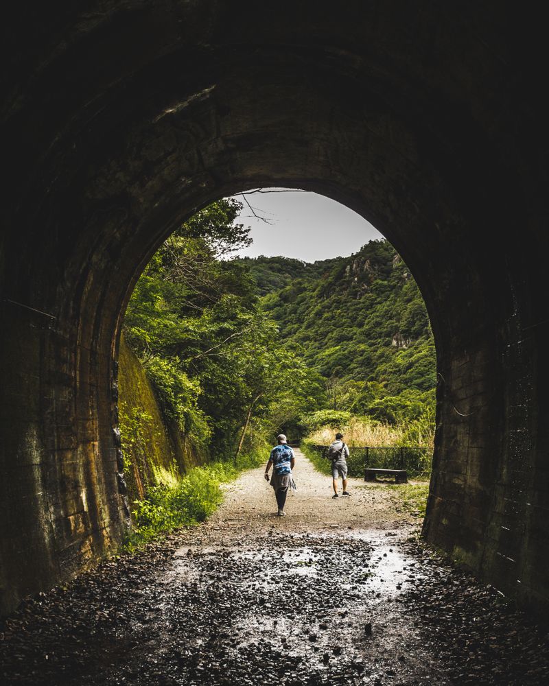 Two people walking on pathway