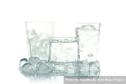 Three glasses full of water and surrounded by ice 5lYrv4