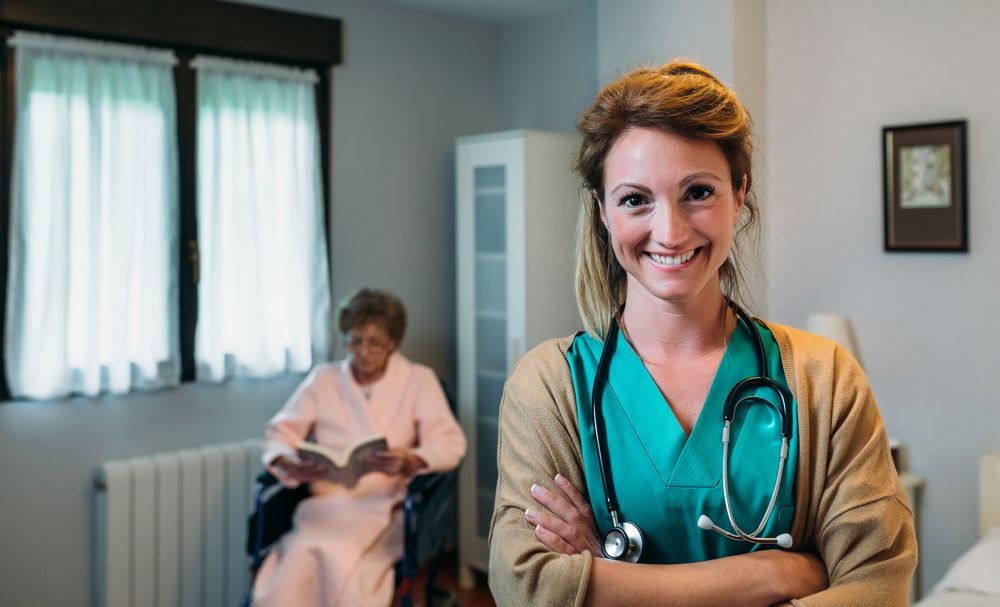 Female doctor posing in a clinic