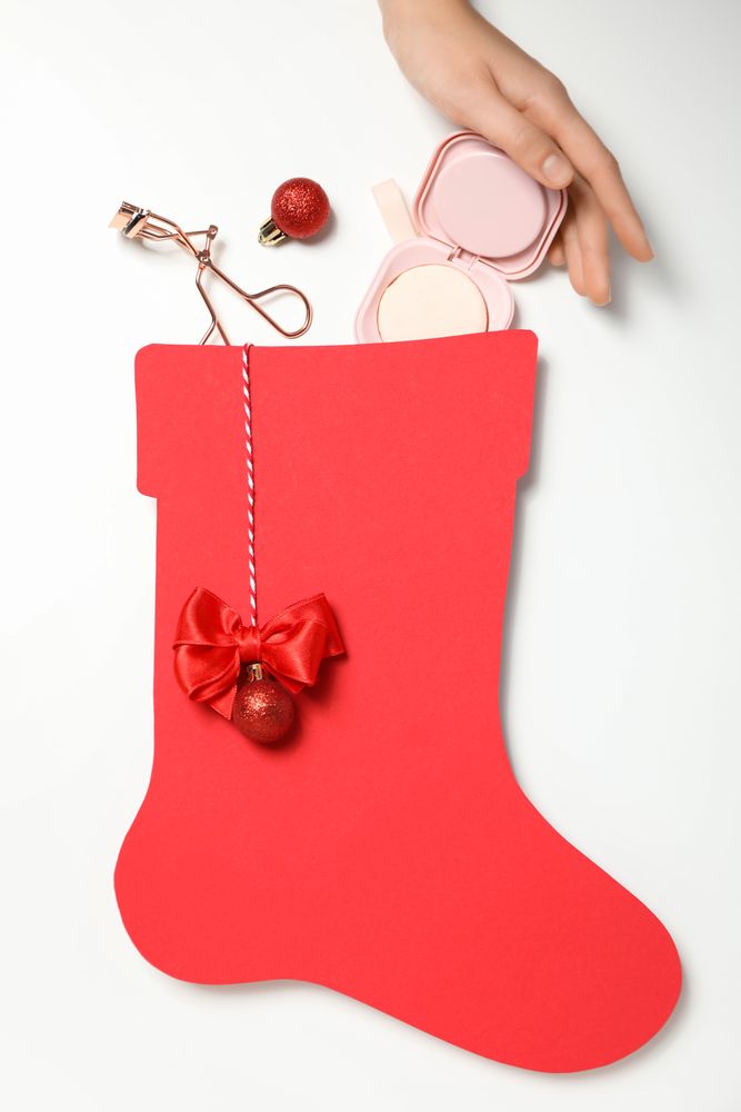 Concept of cosmetics, winter cosmetics, top view