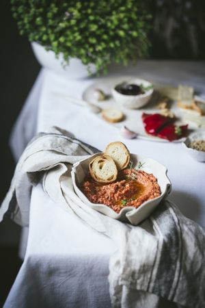 Syrian muhammara cream served in a bowl