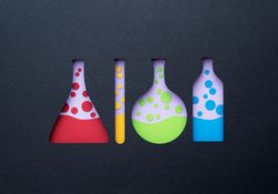 Chemistry testing flasks, jar and tube paper cut outs