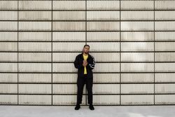Black male near concrete blocks