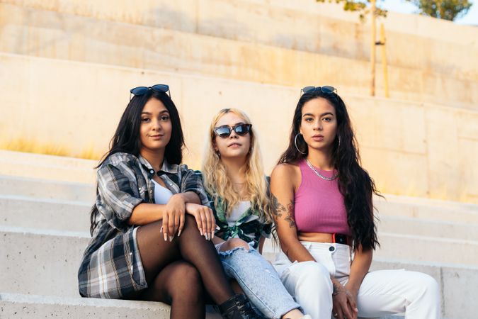 Portrait of multiethnic female friends outdoors