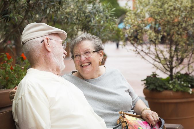 Couple on Bench in the Market Place