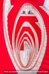 Spiral marble stairs with red carpet 5wnQy0