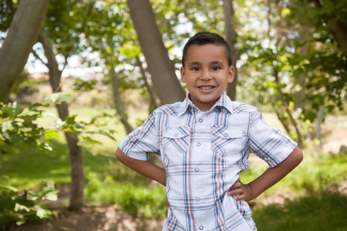 Handsome Young Hispanic Boy in the Park