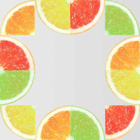 Slices of orange, lemon, grapefruit and lime on bright background