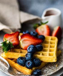 Waffle breakfast with fresh berries