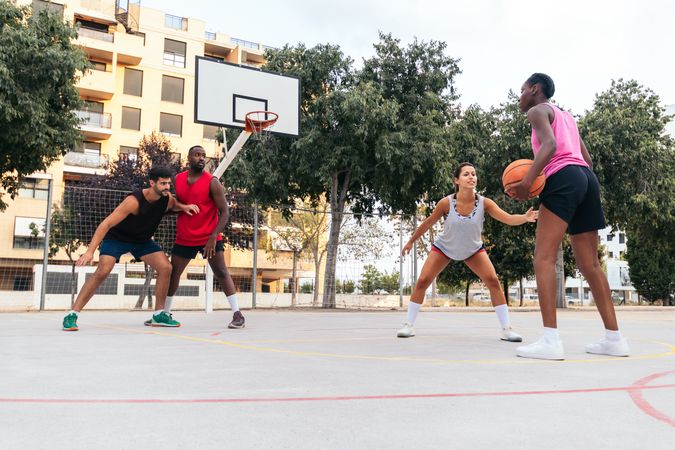 Diverse Friends Enjoying Basketball Together