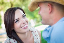 Happy Loving Couple Talking in the Park.