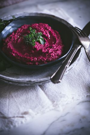 Hummus on plate