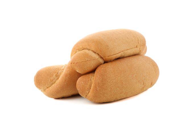 Hot dog buns isolated on plain background