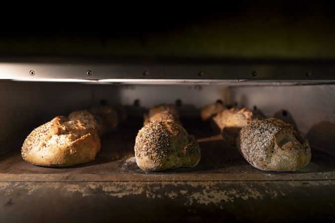 Delicious crunchy bread on the oven