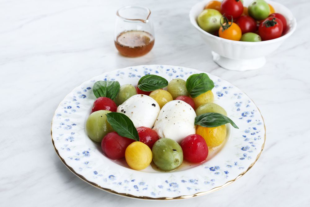 Cherry Tomato Salad with Boccnocini Mozarella Balls