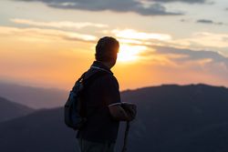 Man walking on the mountain