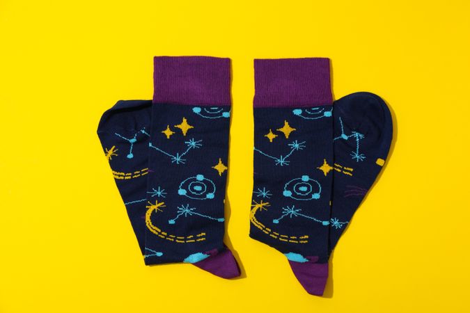 Concept of clothes for legs - socks, top view
