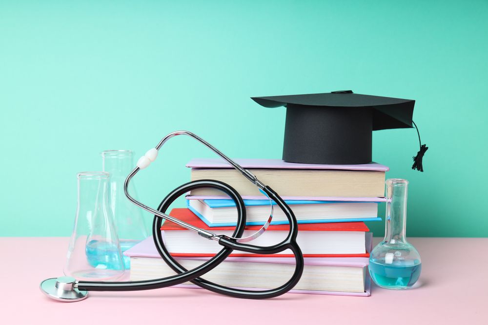 Medical literature concept - composition with different books