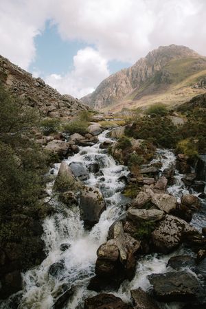 Picturesque waterfall in mountains