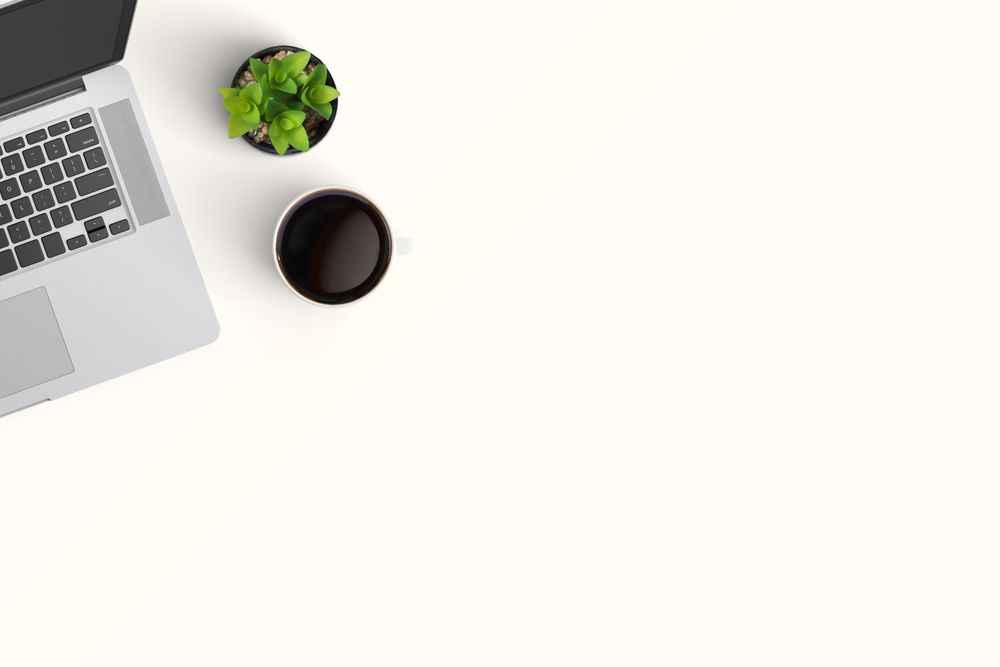Modern workspace with  copy space on color background