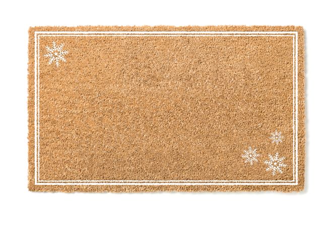 Blank Holiday Welcome Mat With Snow Flakes Isolated on  Background