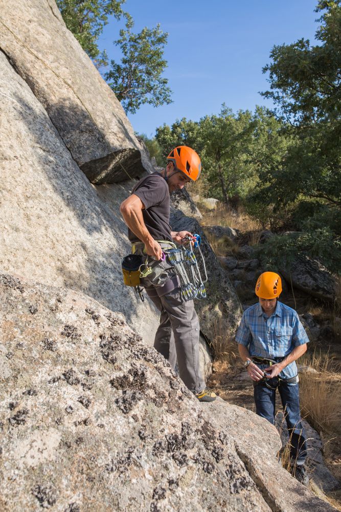 Climbers is preparing their ropes to start climbing