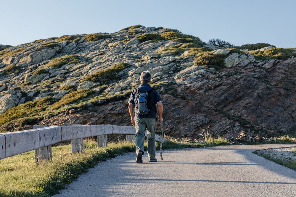 Man walking on the mountain