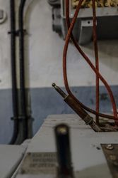 Old wiring on switchboard in museum display