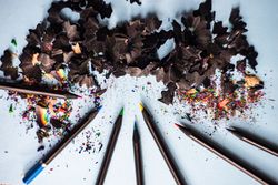 Shavings of freshly sharpened pencils