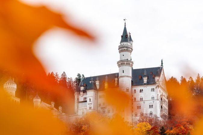 Neuschwanstein castle in autumn settings, in Bavaria, Germany