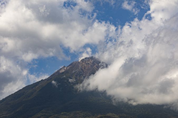 Massive cloud-covered Ebulobo volcano, Nagekeo Regency, East Nusa Tenggara, Flores, Indonesia