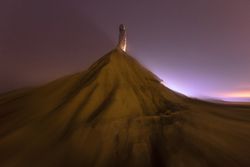 Top of stone desert hill and wonderful sky