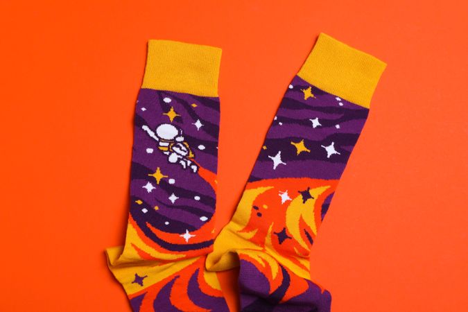 Concept of clothes for legs - socks, top view