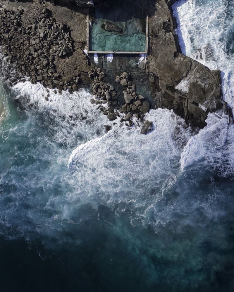 Aerial view of North Rock Curl Pool in Sydney, Australia
