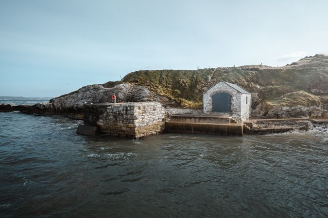 Aged building in quiet harbour
