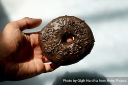 Chocolate donut with chocolate sprinkles 0JBgp0