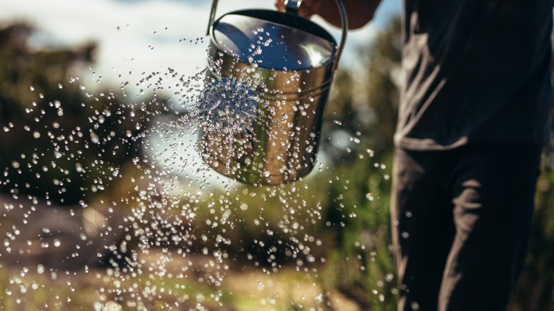 Water sprinkling out of watering can