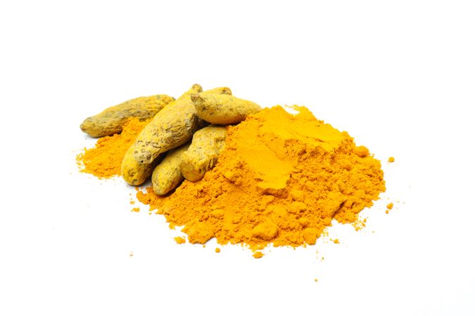 Fragrant seasoning - turmeric, isolated on plain background