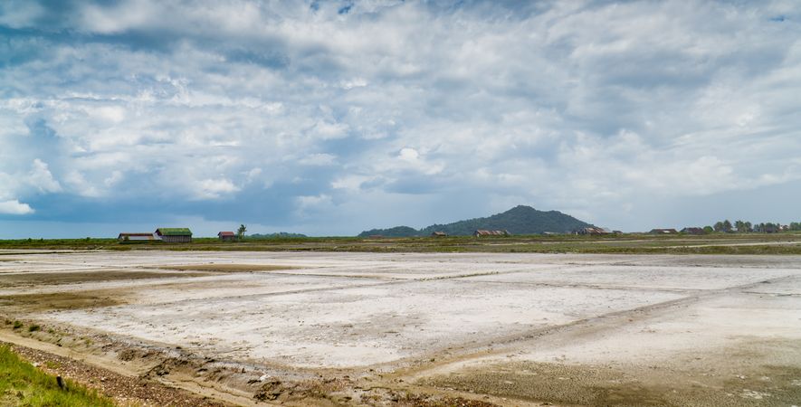 Spacious rural fields in tropical landscape