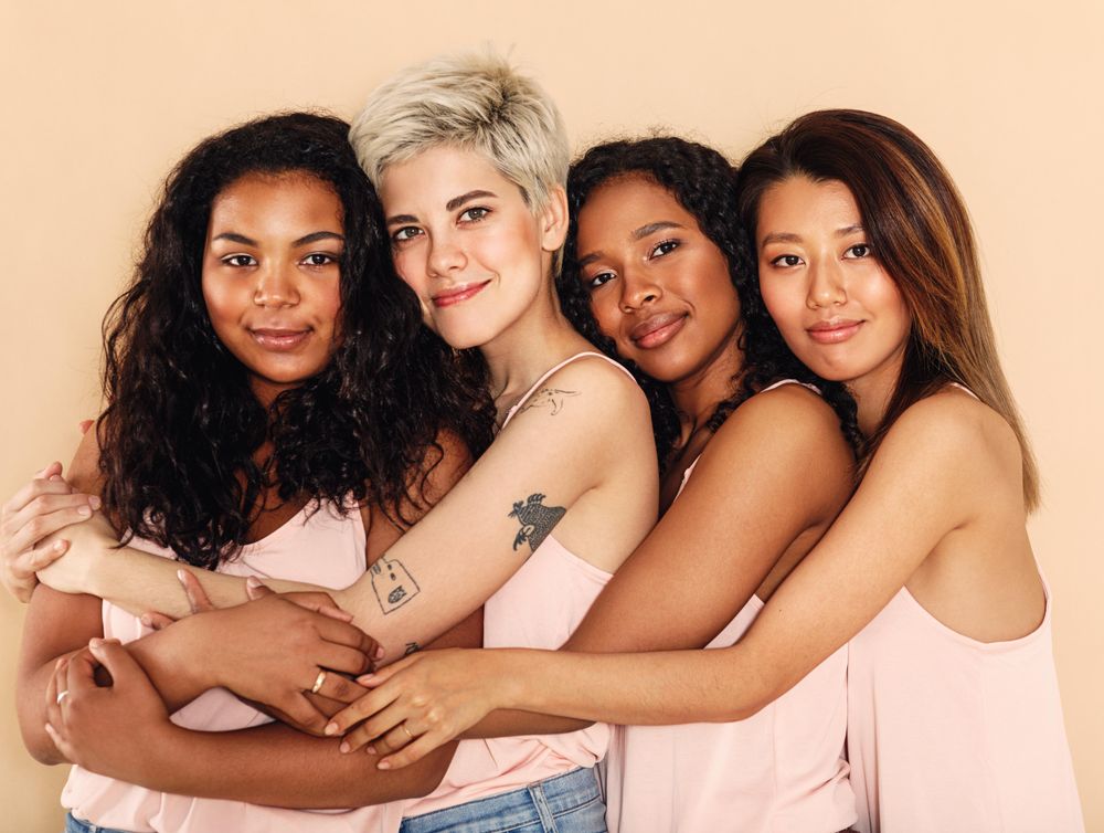 Group of multi-ethnic women in studio together