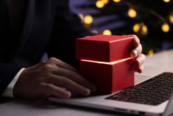 Businessman Opening Box New Opportunities