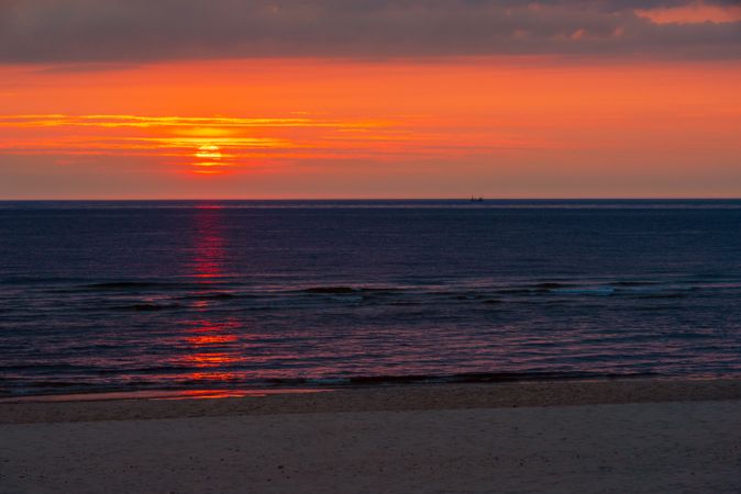 Sunset over North Sea, on Sylt island, Germany