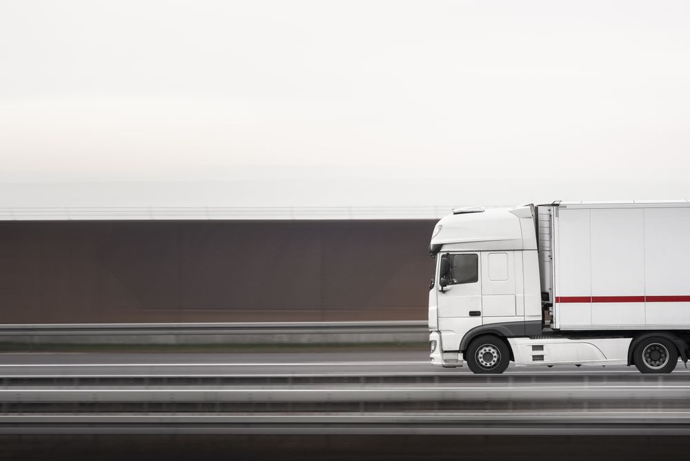Truck moving on a highway